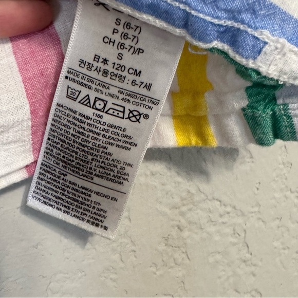 Kid's Gap Pastel Rainbow Striped Short Sleeve Button Down Casual Shirt - Picture 7 of 9